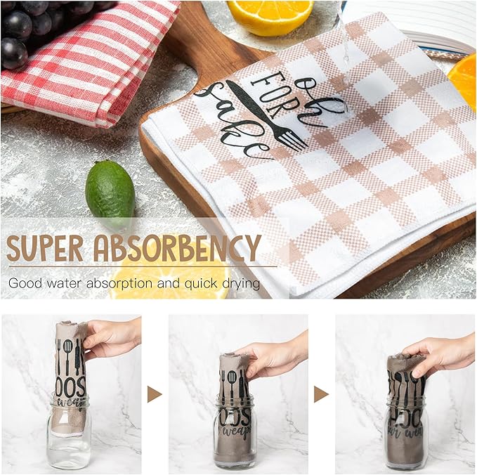 R HORSE 5Pcs Funny Kitchen Dish Towel Set Absorbent Quick Dry Cloth Dish Tea - Image 4