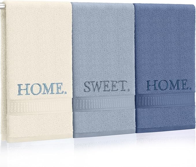 3 Pcs Home Sweet Home Hand Towels Farmhouse Decorative Embroidered Bathroom by FuWeave