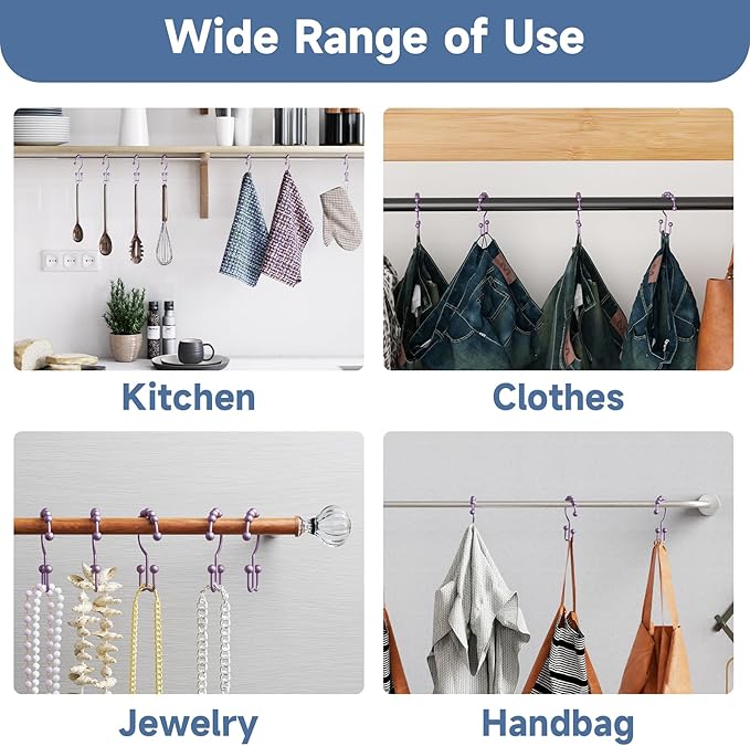 Titanker Shower Curtain Hooks Rings, Rust-Resistant Metal Double Glide Shower - Image 5