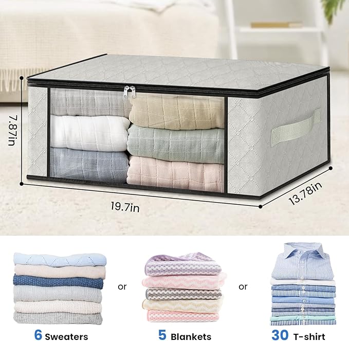 HomeHacks Storage 4-Pack Clothes Organizer Storage Bags Foldable Storage Box - Image 2