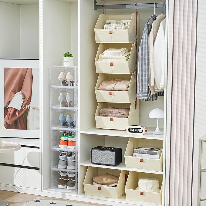 4 Tier Hanging Closet Organizer, Disassemblable Clothes Hanging Shelves - Image 6