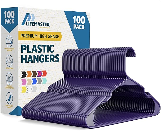 Lifemaster Plastic Clothes Hangers – Heavy Duty Hanger Set, by LIFEMASTER