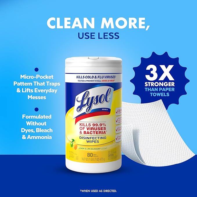 Lysol Disinfecting Wipes Bundle, Home Apartment Dorm Room Essentials and - Image 6