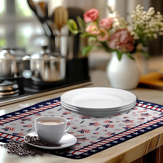 4th of July Dish Drying Mats for Kitchen Counter Patriotic Independence Day - Image 6