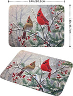 Red Bird Dish Drying Mat Merry Christmas Dishes Pad Absorbent Fast Dry Dish - Image 2
