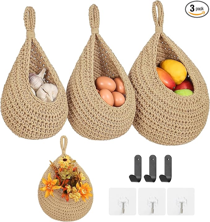 Boho Wall Hanging Fruit Baskets by INJORAN