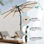 AreShark 9 FT Patio Umbrella for Outdoor, Outdoor Table Umbrella with Push Button Tilt and Crank, Outdoor Patio Umbrellas with 8 Sturdy Ribs for Market, Garden, Pool (Cream-white) - Image 5