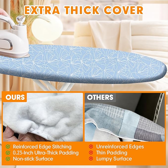 Ironing Board Cover and Pad, 15x54 Standard Size Thick Iron Padding, Scorch & - Image 3