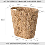 StorageWorks Wicker Waste Basket, Handwoven Water Hyacinth Trash Can - Image 3