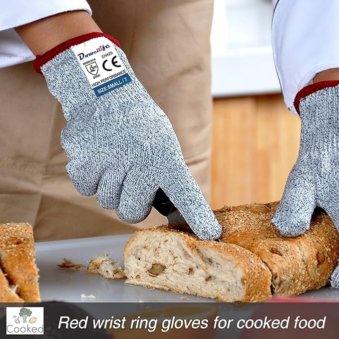 Dowellife Cut Resistant Gloves Food Grade Level 5 Protection, Safety Kitchen - Image 4