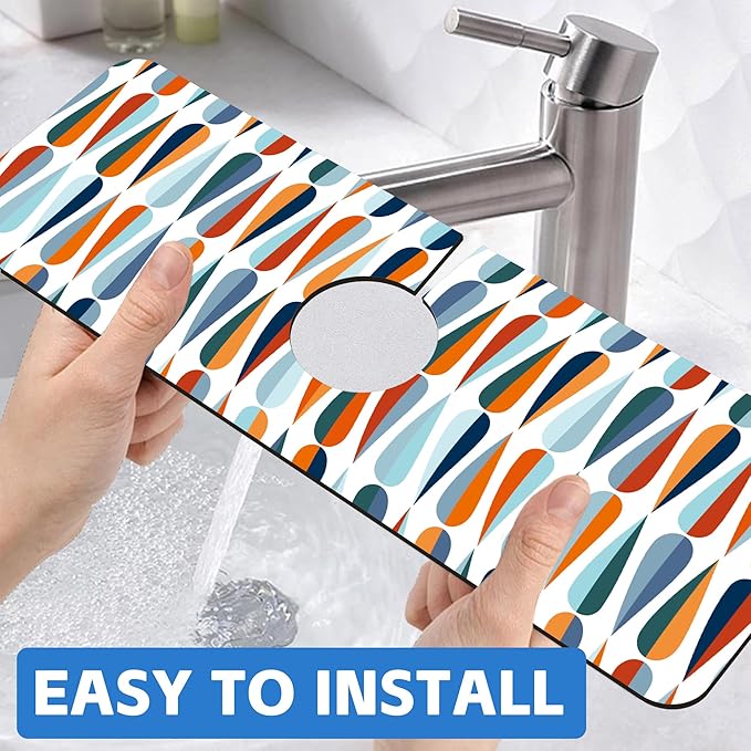 Mid-Century Drop Shapes Kitchen Sink Splash Guard Mat Absorbent Fast Drying Mat - Image 6