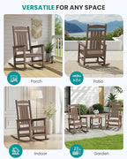 SERWALL HDPE Outdoor Rocking Chair for Adults, Heavy Duty Patio Rocking Chair, All-Weather Oversized Porch Rocker, Brown - Image 9