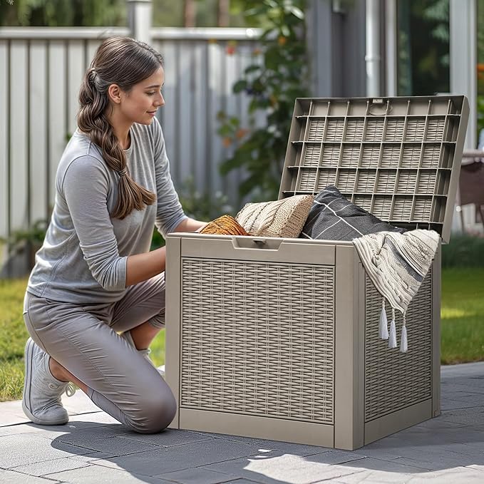 YITAHOME 32 Gallon Deck Box, Resin Storage with Lockable Lid & Side Handles, Indoor Outdoor Small Container for Patio Cushion, Garden Pool Accessories, Backyard Furniture, Water Resistant - Image 5
