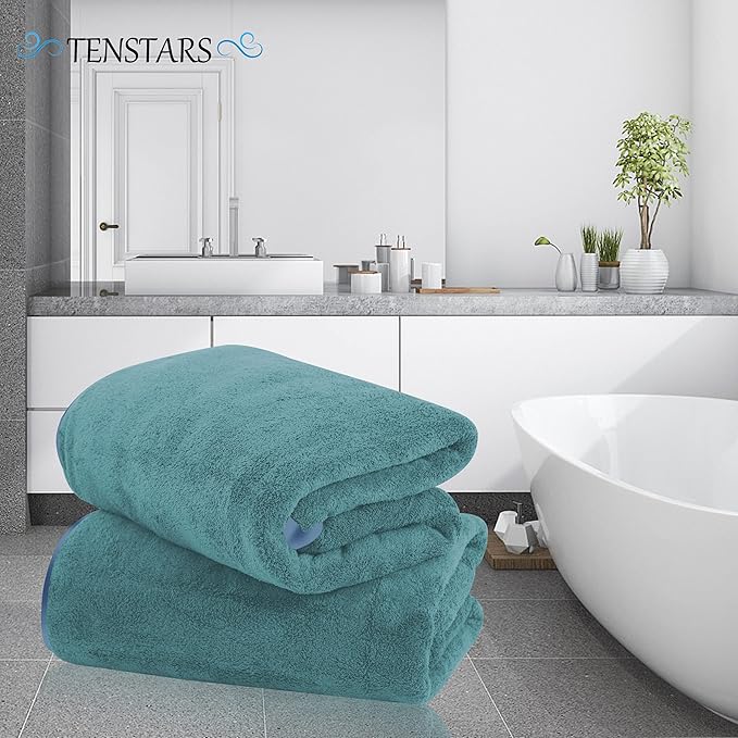 TENSTARS Silk Hemming Bath Towels - Image 3