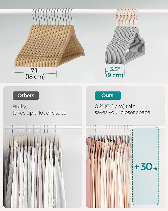 SONGMICS Slim Velvet Hangers, Non-Slip Clothes Hangers - Image 5