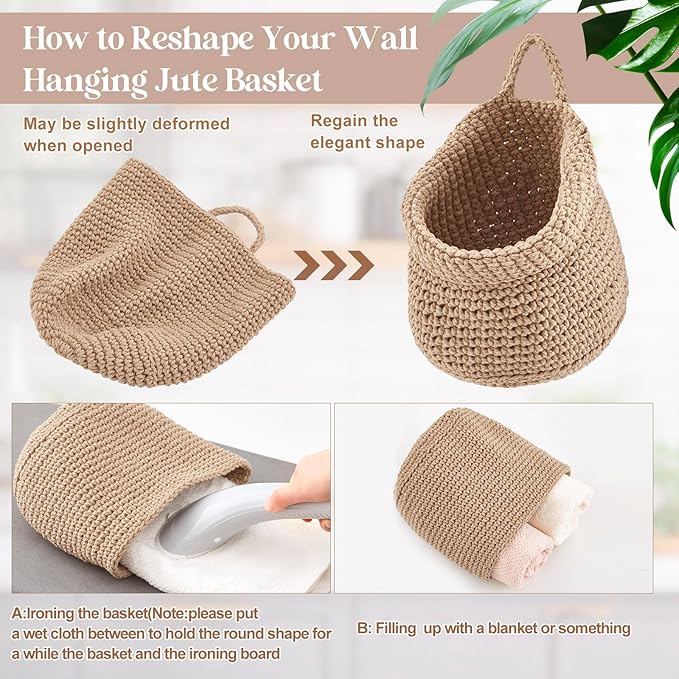 Honeydak Boho Decor Hanging Wall Baskets - Image 3