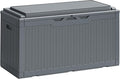 Greesum 100 Gallon Resin Deck Box Large Outdoor Storage Boxes with Cushions for Garden Tools, Patio Furniture Pillows, Pool Supplies, Gray by BuynowfromGreesum
