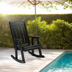 VINGLI Outdoor Rocking Chair Set of 2, Heavy Duty 600 LBS Wooden Rocking Chair with Comfortable Backrest, Weatherproof Rocker with Ergonomic Design, Suit for Patio, Garden, Yard, Black - Image 2