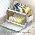 2 Tier Dish Drying Rack Dishes Organizer Rack Double Decker - Image 3