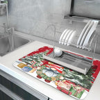 Christmas Dish Drying Mat for Kitchen Counter, Merry Christmas Dish Drying Mat - Image 5