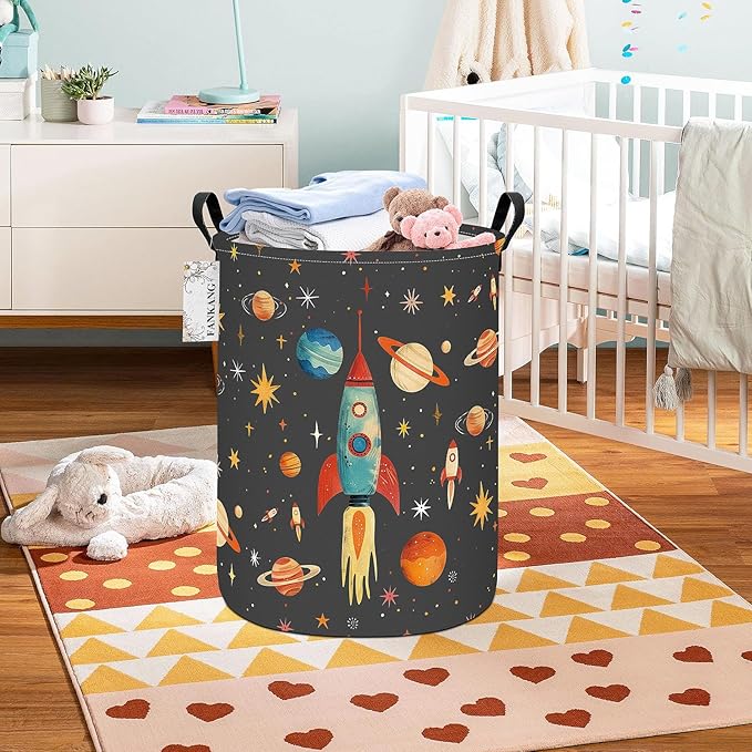 FANKANG Storage Basket, Nursery Hamper Canvas Laundry Basket Foldable - Image 4