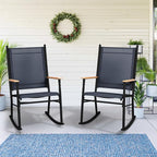 Shintenchi 2 Pcs Outdoor Rocking Chairs Set,Upgraded High Back Patio Rocking Chairs Set,Breathable Textilene Fabric Rocking Chair for Porch,Patio,Garden,Balcony,Dark Grey - Image 7