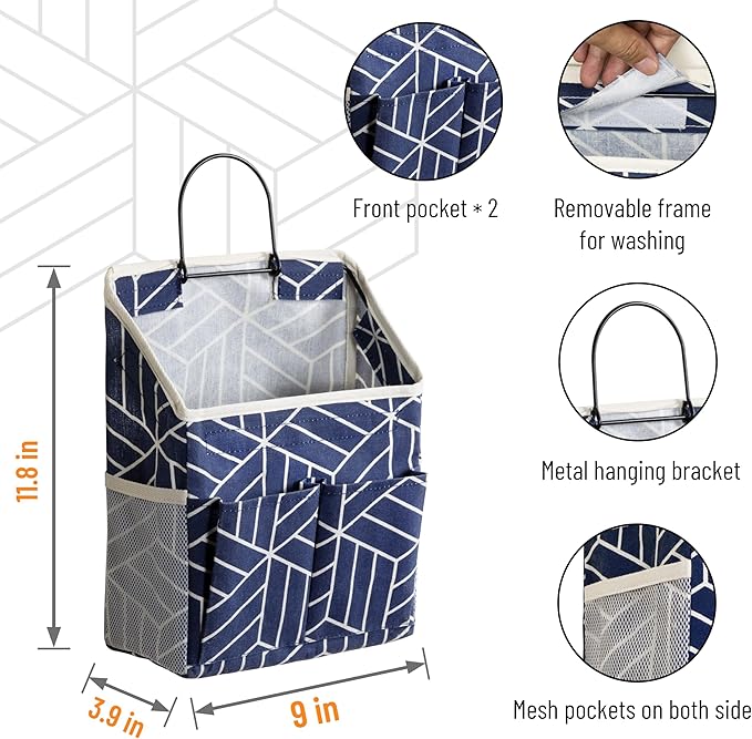 2pcs Wall Hanging Storage Bag, Small Door Closet Linen Fabric Pockets Organizer - Image 3