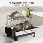 Extra Large Two Tier Stainless Steel Dish Drainer Drying Rack - Image 7
