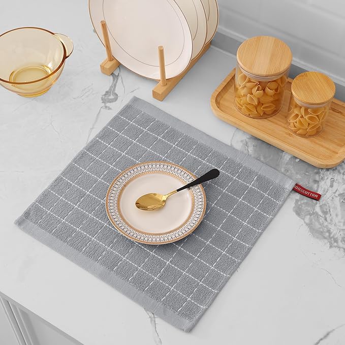 Mordimy 100% Cotton Terry Cloth Dish Cloths, Soft and Absorbent Checkered Dish - Image 8