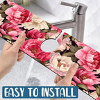 Garden Flowers Kitchen Sink Splash Guard Faucet Mat Watercolor Peonies Super - Image 5