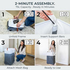 Laundry Basket with Wheels – Foldable, Space-Saving, Fabric Slim Laundry Hamper - Image 7