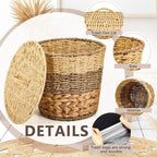 Ctosree 2 Pcs Wicker Trash Can Basket Woven Waste Basket - Image 4