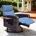 Outdoor Recliner Chair, Wicker Patio Recliners with Adjustable Backrest and Extended Foot Rest, Reclining Patio Chairs with Flip Table & Removable Cushion Cover for Porch by zzw