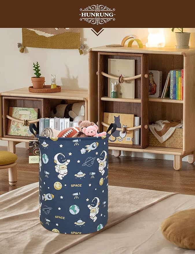 HUNRUNG Laundry Hamper, Large Canvas Fabric Lightweight Storage Basket Toy - Image 7