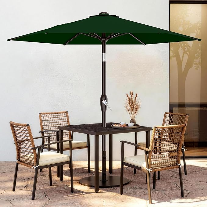 AreShark 7.5FT Patio Umbrella Table Market Umbrella with 6 Sturdy Ribs, Button Tilt/Crank, Heavy-Duty Outdoor Umbrellas for Pool, Deck, Garden and Backyard, Dark Green - Image 2