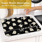 Halloween Dish Drying Mat for Kitchen Counter Spooky Ghost Holiday Super - Image 7