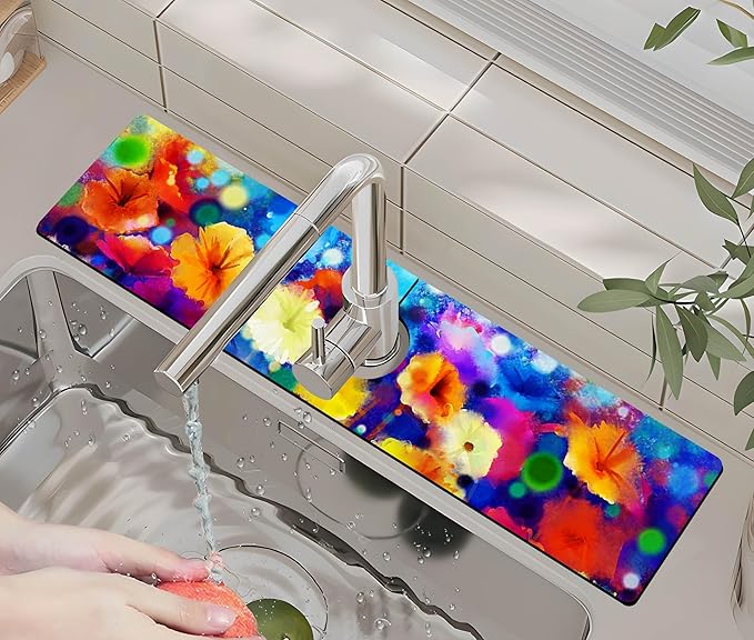 Kitchen Sink Splash Guard Faucet Mat -1 PC Super Absorbent Fast Drying Mat Sink by ptmaxs