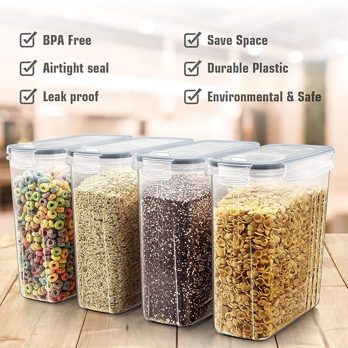 Wildone Cereal Storage Containers Set, Large BPA Free Plastic Airtight Food - Image 2