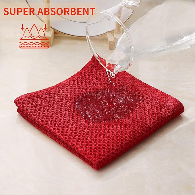 Kitinjoy 100% Cotton Kitchen Dish Cloths, 8 Pack Waffle Weave Ultra Soft - Image 3