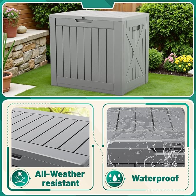 Devoko 40 Gallon Deck Box Outdoor Storage Box Waterproof for Patio, Large Outdoor Storage Bench Lockable for Outside (Gray, 40 Gallon) - Image 3