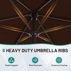 AreShark 7.5FT Patio Umbrella Table Market Umbrella with 6 Sturdy Ribs, Button Tilt/Crank, Heavy-Duty Outdoor Umbrellas for Pool, Deck, Garden and Backyard, Brown - Image 3