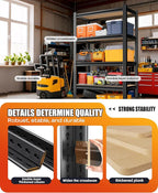 AOAORRG Set of 4 Garage Shelving Heavy Duty Storage Shelves, Metal Adjustable Shelving Unit, Utility Garage Organizer Shelf for Basement, Pantry, Kitchen, Warehouse, 31.5"W x 13.8"D x 71.2"H, Black - Image 7