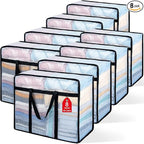 8 Pack Clear Blanket Storage Bags, Plastic Comforter Clothes Storage Bags by Besslly