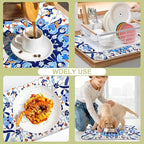 Dish Drying Mat Mandala Blue Floral Kitchen Mat 12"x19" Bsorbent Coffee Maker - Image 7