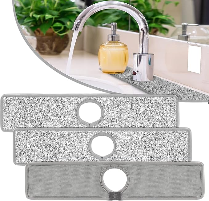 3 Pack Faucet Mat Splash Guard for Kitchen Sink, 18.5 x 4 Inch Faucet Handle by YBB
