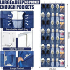 Windyun 40 Large Over the Door Hanging Shoe Organizer Navy Blue Mesh Pockets - Image 2