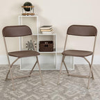 Flash Furniture Hercules Series Plastic Folding Chair Brown - 10 Pack 650LB Weight Capacity Comfortable Event Chair-Lightweight Folding Chair - Image 2