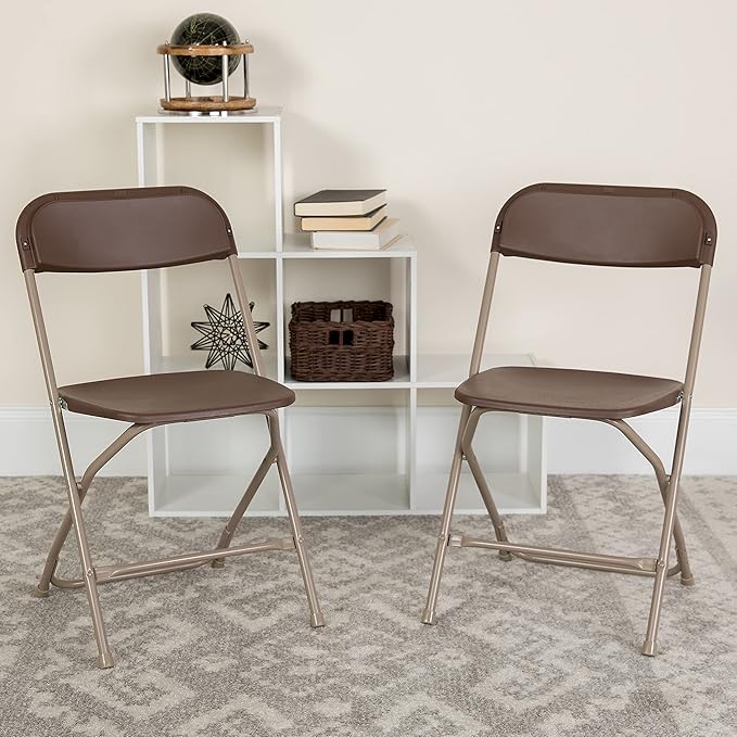 Flash Furniture Hercules Series Plastic Folding Chair Brown - 10 Pack 650LB Weight Capacity Comfortable Event Chair-Lightweight Folding Chair - Image 2