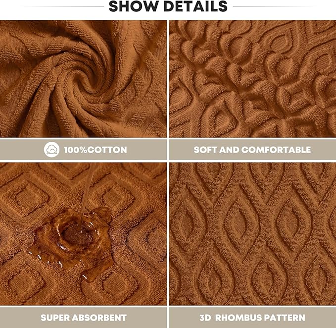 Artoid Mode 1 Pc Caramel 3D Diamond Grid Jacquard Hand Towels - Image 7