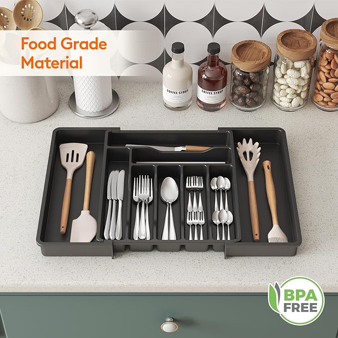 Lifewit Utensil Organizer for Kitchen Drawer, Expandable Cooking Silverware Tray - Image 9